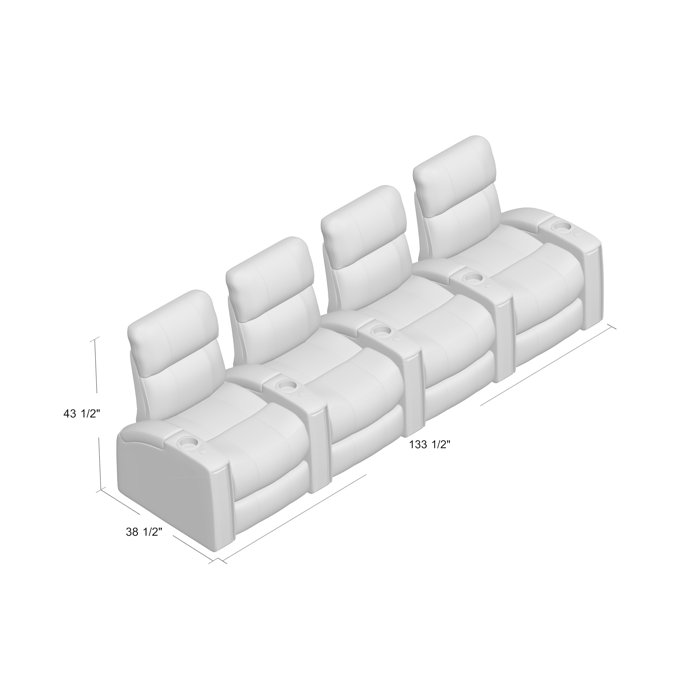 Red Barrel Studio® Leather Home Theater Seating with Cup Holder